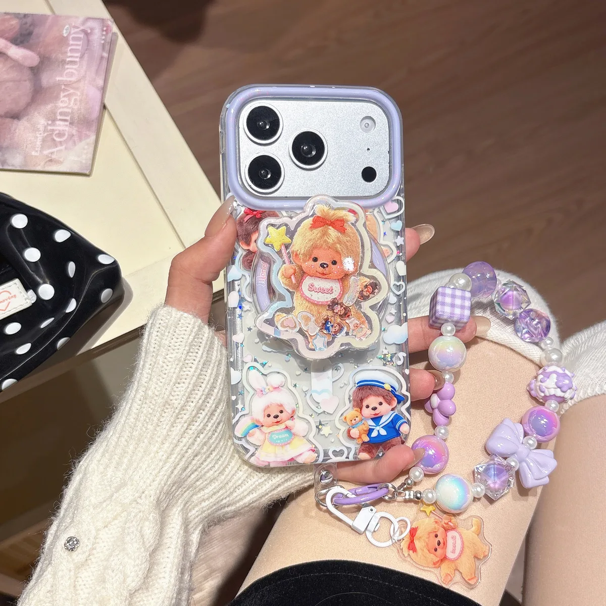 Monchhichi Kawaii Clear Phone Case for iPhone 17 16 15 14 13 Pro Max